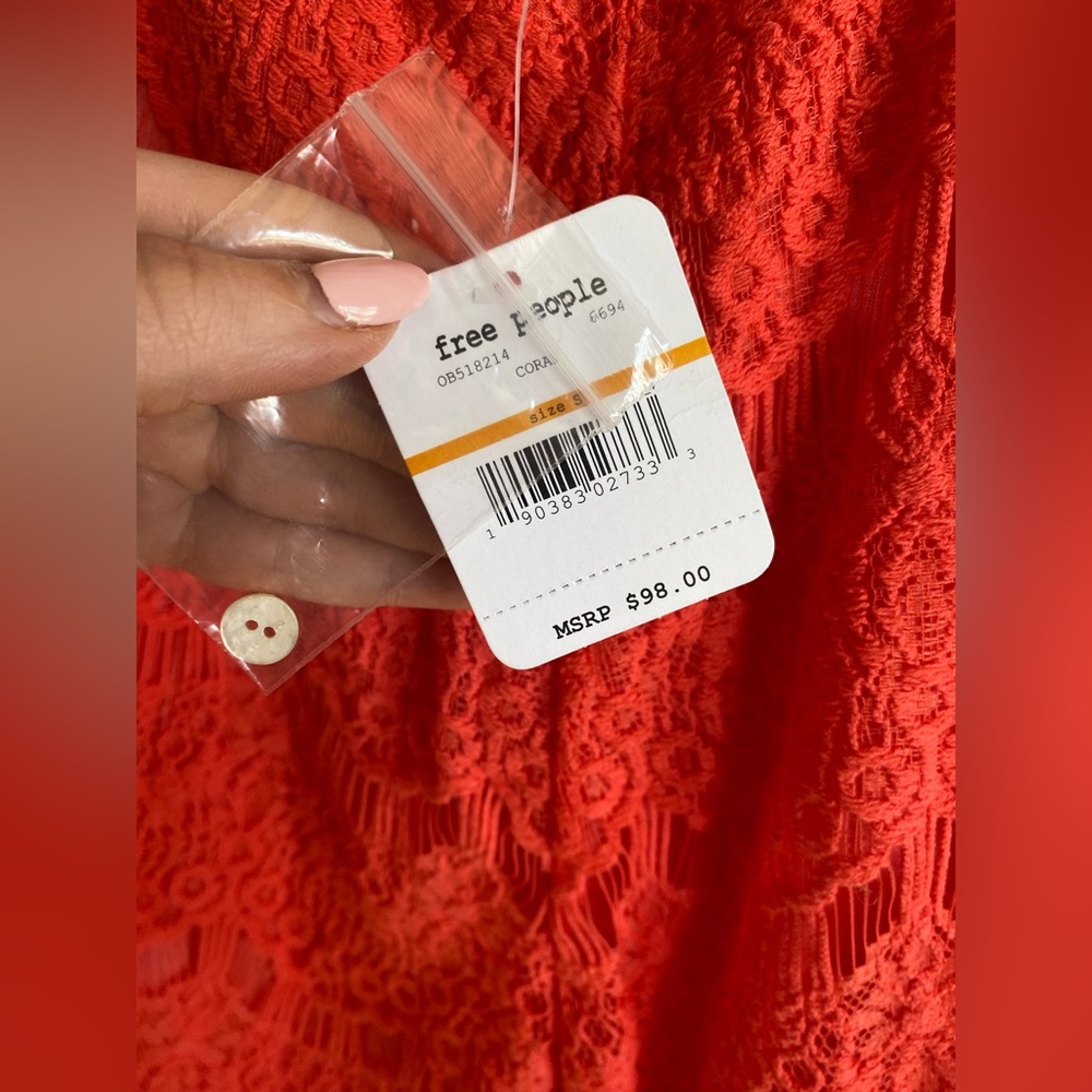 Free People Red Backless Lace Mini Dress - Picture 4 of 5